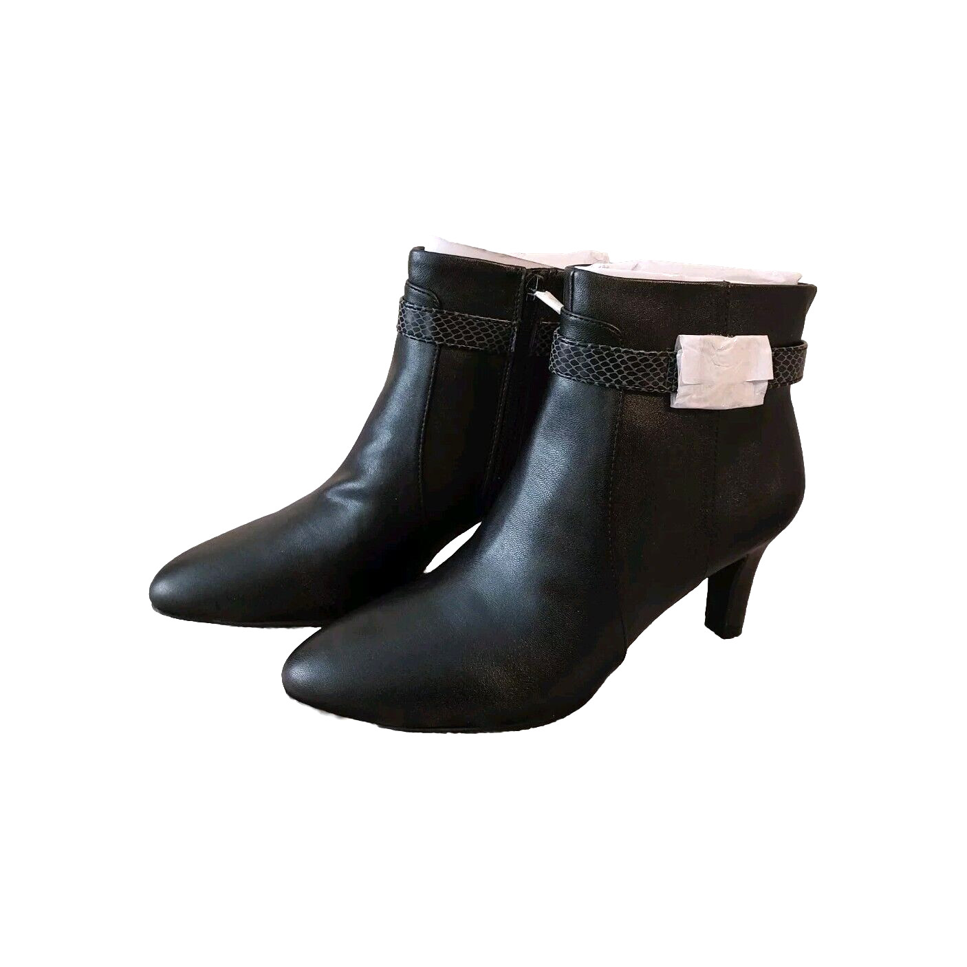 Life Stride Women’s Black Heeled Ankle Boots Support Flex Cushion Sz 9W Man Made