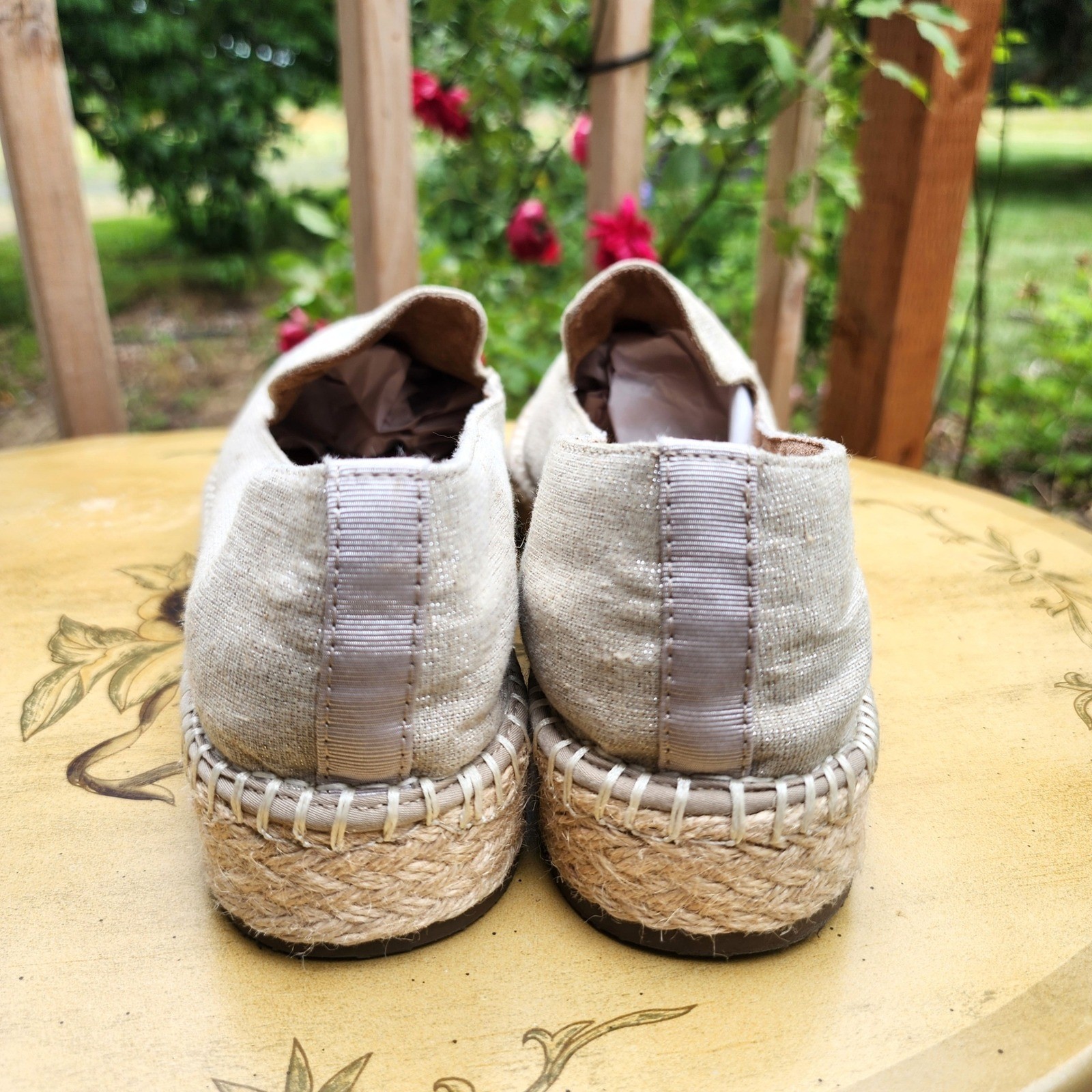 Joie Cara US 10 Cream Ivory Espadrille Slip On Platform Sneakers Casual Travel