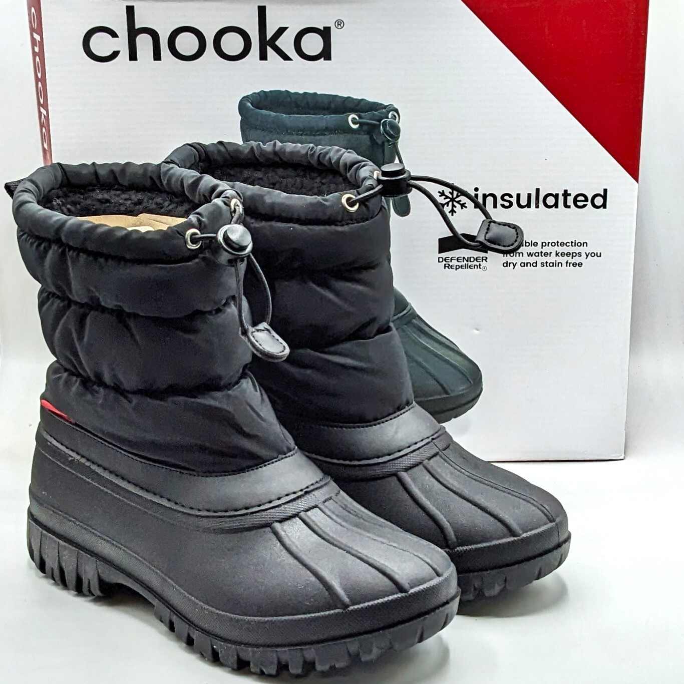 Chooka “Nylon Puffer Snow Boot” Women’s Waterproof Mid Cold Weather (Black) NEW