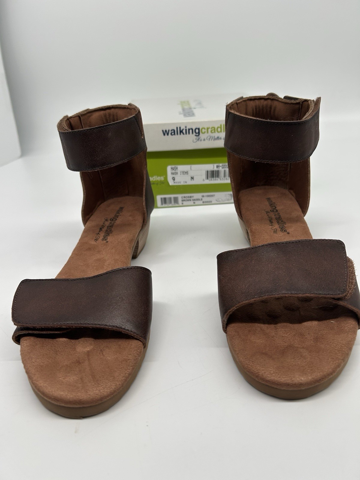 Elites Walking Cradles Brown Leather Ankle Strap Sandals Comfort Bumps 9 N