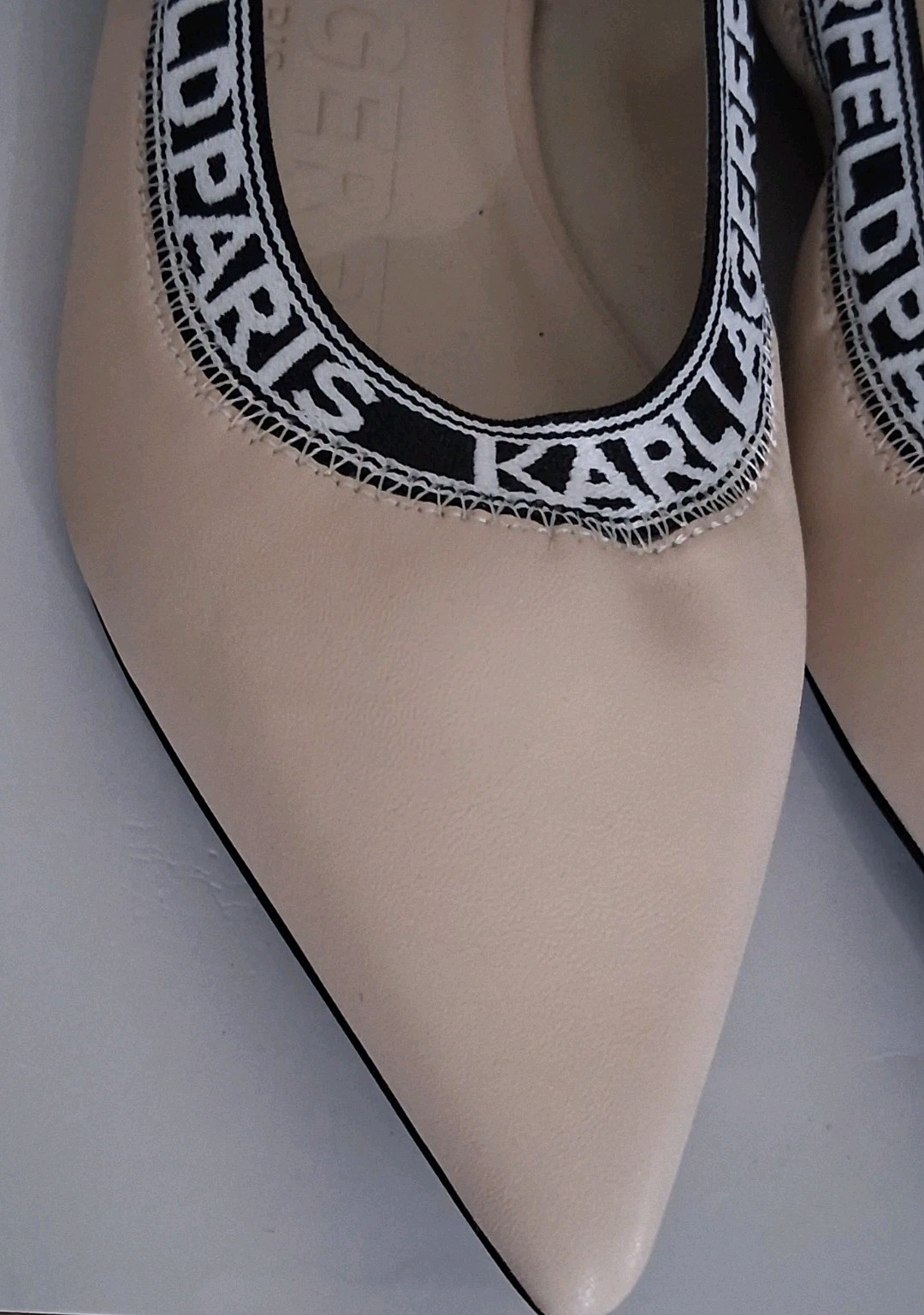 Karl Lagerfeld Paris Vinette pointed toe Ballet Flat Shoes 8.5M Sand Dusty Nude