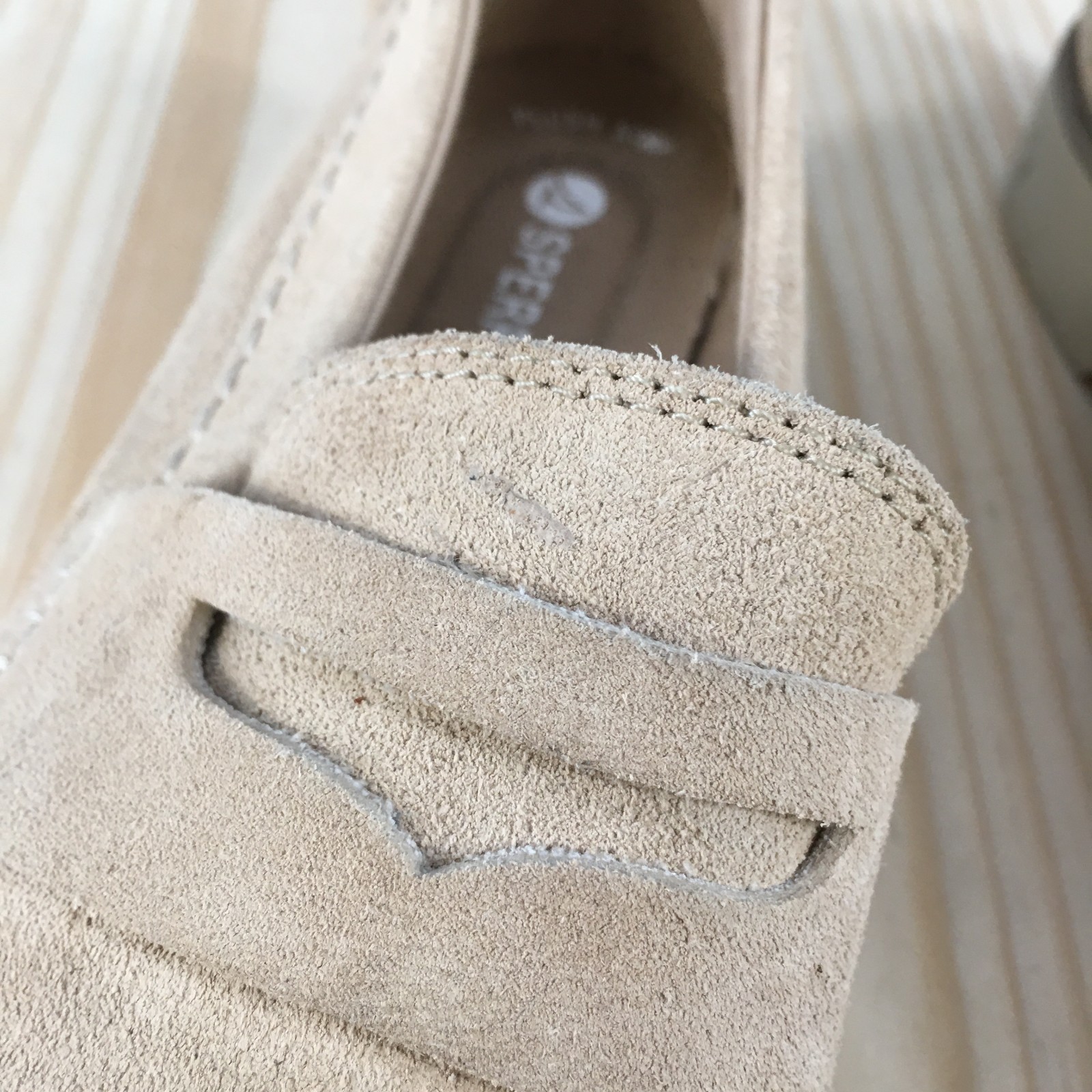 Sperry Shoes Womens 6.5 Wide Wells Penny Loafer Cream Leather Slip On STS89457