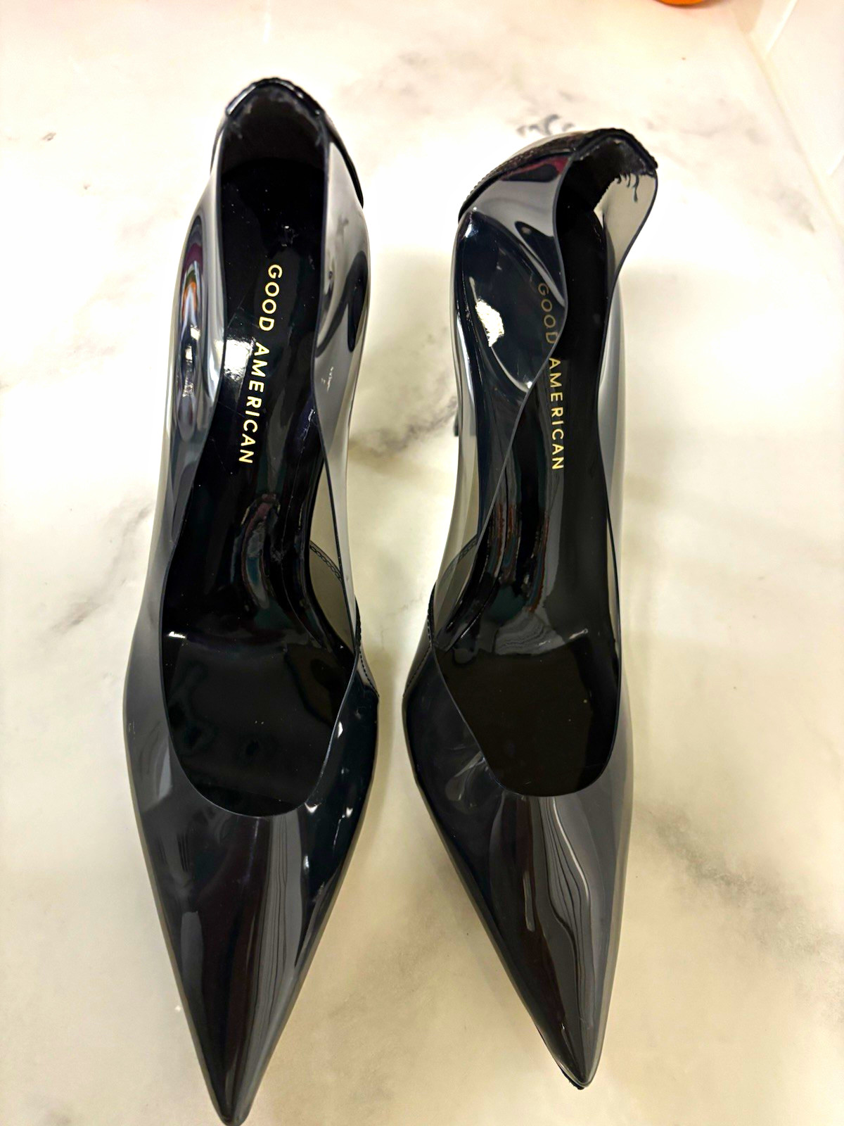 Good American Women’s Pump Pointed Toe Stiletto Slip-On Black/Clear 10