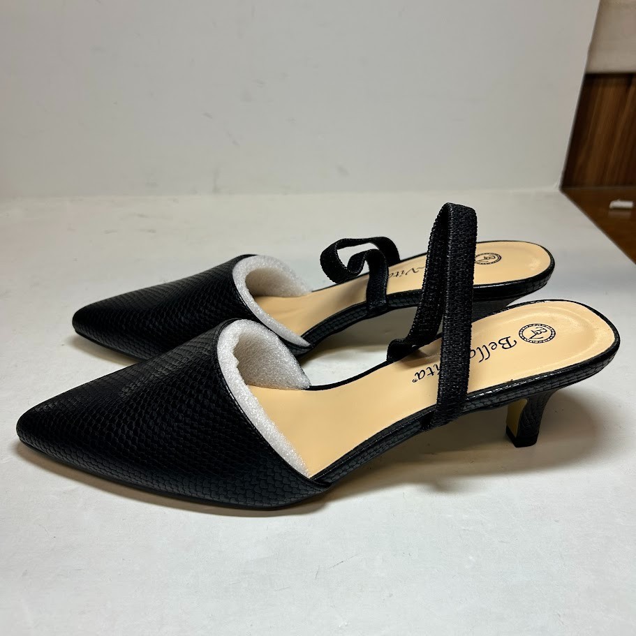 Bella Vita Womens 10 W Black Snake Sarah Pointed Toe Sling Back Heels NIB SF8