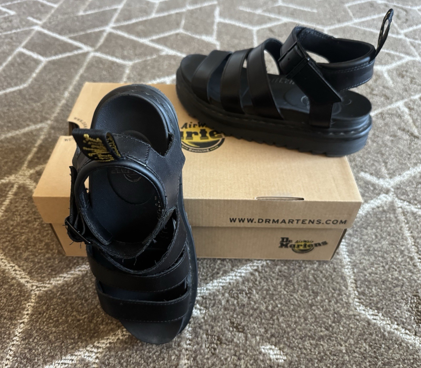 Dr. Martens Air Wair Blaire Brando Athena Leather Strap Sandals Black Sz 7 38