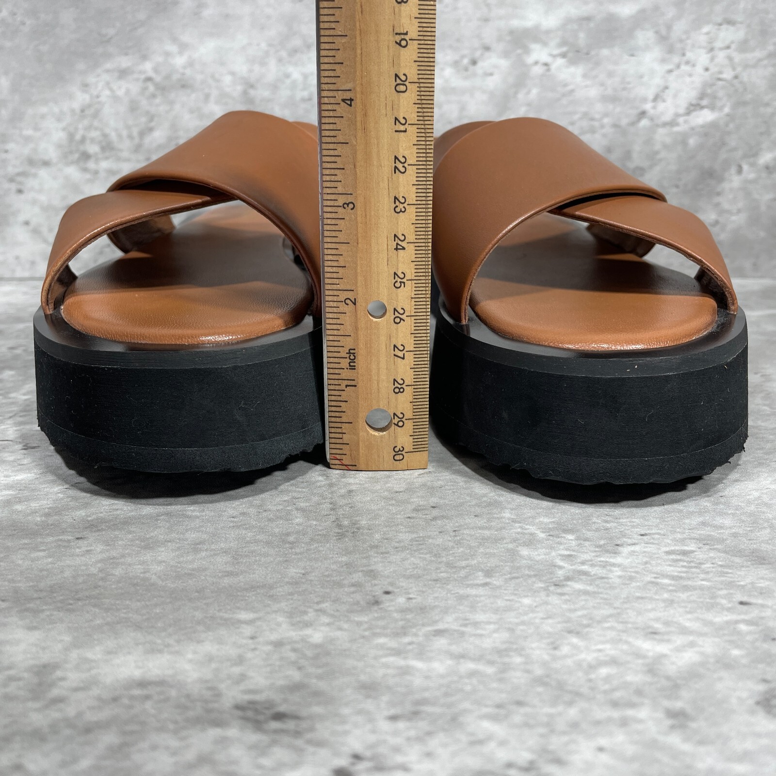 Maeve The Chrissy Brown Leather Platform Sandals Ankle Strap Open Toe US 9-9.5