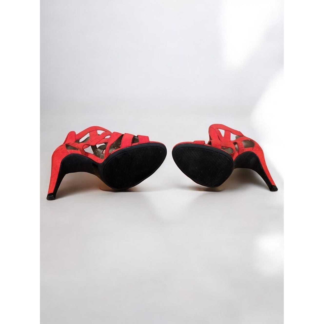 Kelly & Katie Vibrant Red Suede Cutout Heels