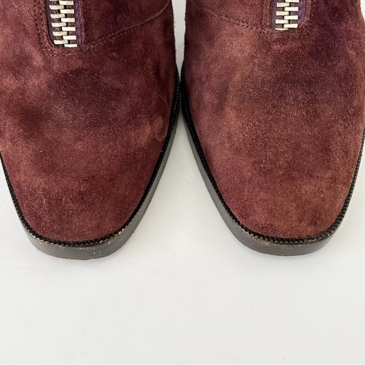 Diane von Furstenberg Suede Slingback Heels Shoe Pump Zip Burgundy Maroon Size 7