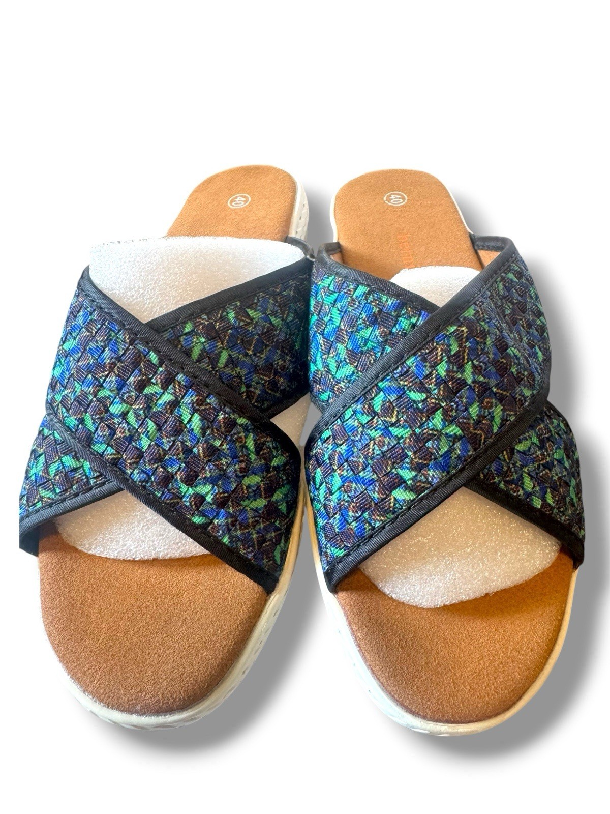 Bernie Mev Slip On Open Toe Flat Sandals Woven Size US 9 EU 40