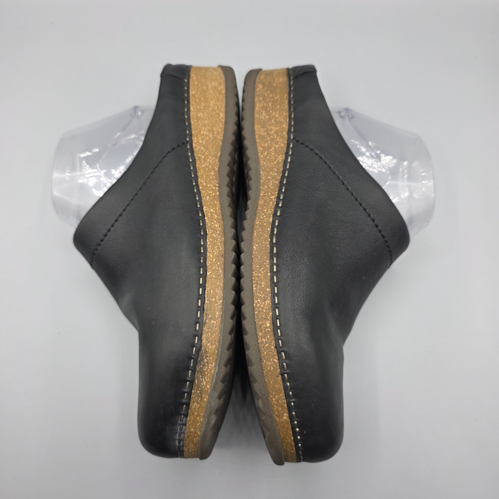Dansko Mariella Clogs Womens 41 Black Leather Mules Slip On Comfort Shoes Cork