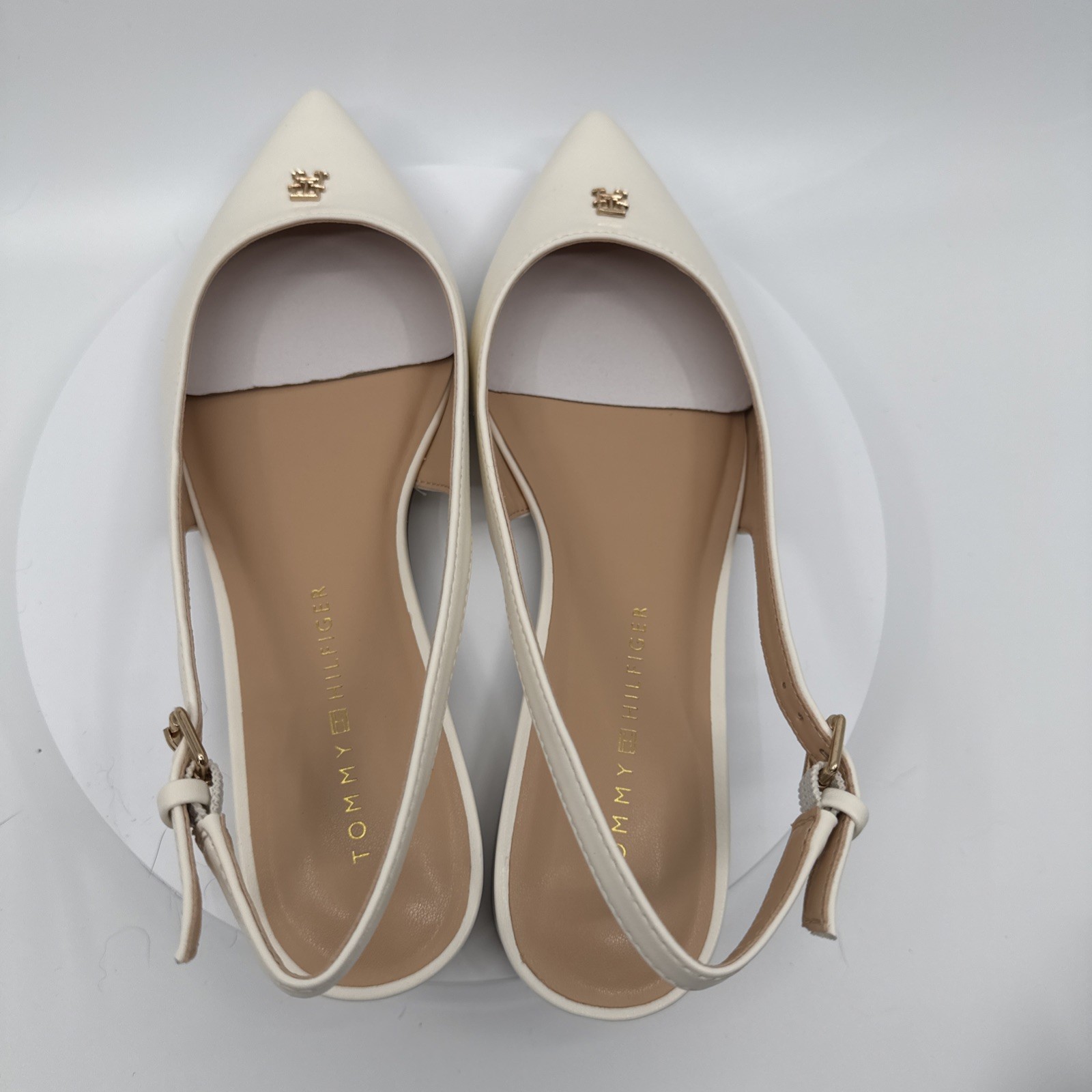 Women’s Tommy Hilfiger Velina Pointed Toe Slingback Flats Ivory