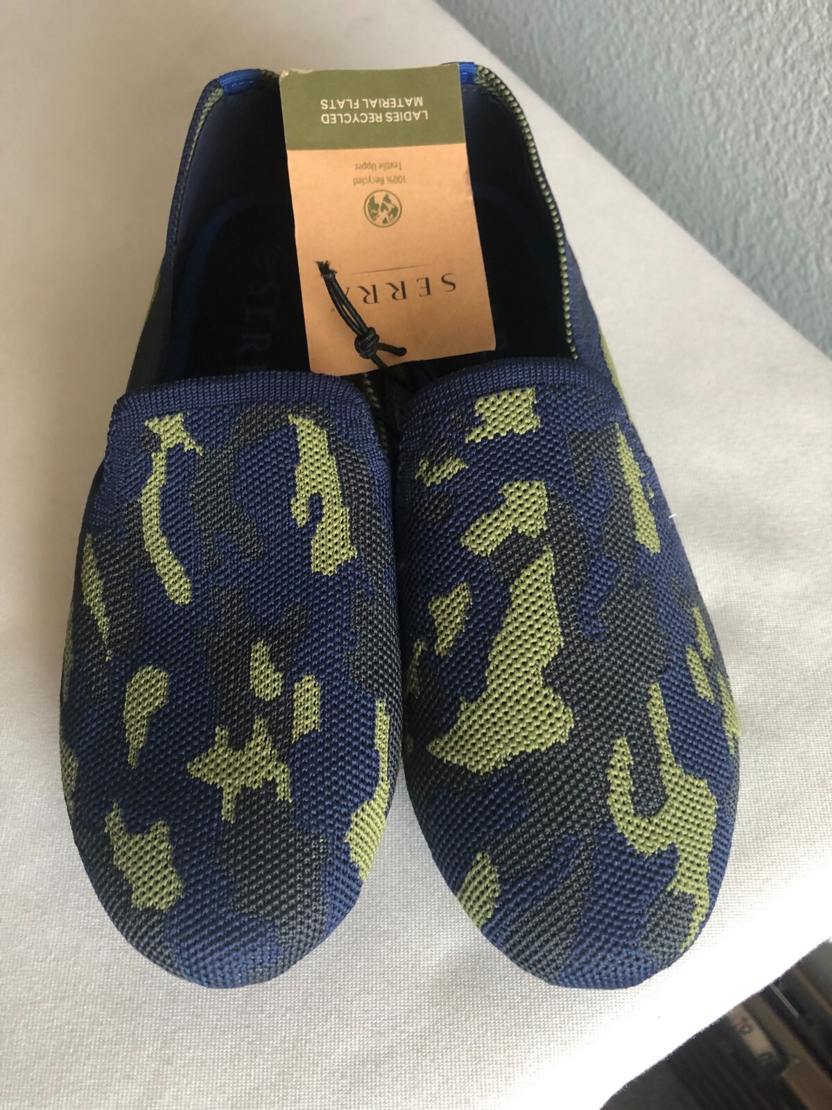 Women Camo Mesh Slip-on Flats/Shoe’s Made from Recycled Materials Size 8