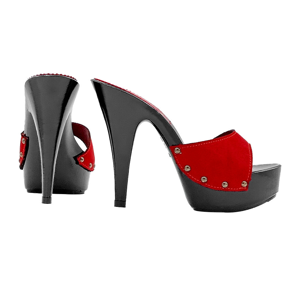 Red Sandals with Suede Band Heel 13 – Made in Italy – K95001 CAM RED