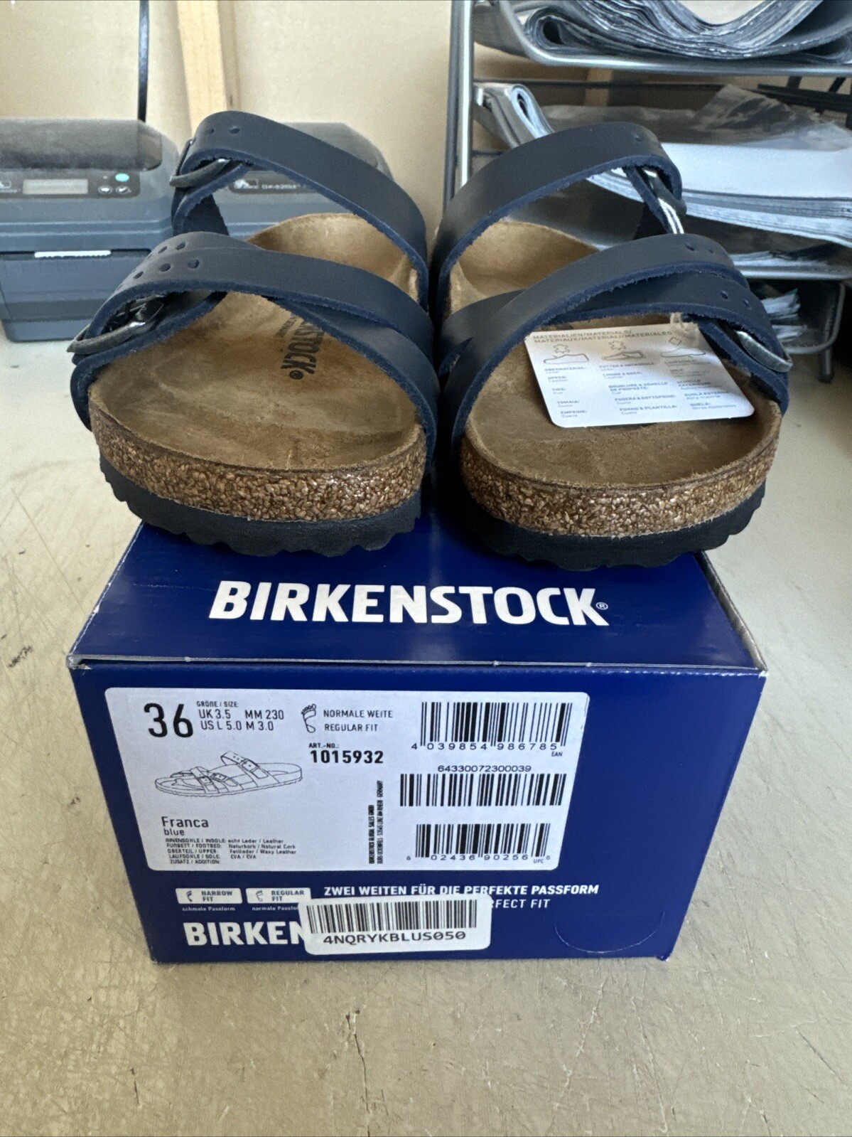 PICK – Birkenstock Women’s Franca BLUE Natural Cork Footbed Regular Fit Sandal