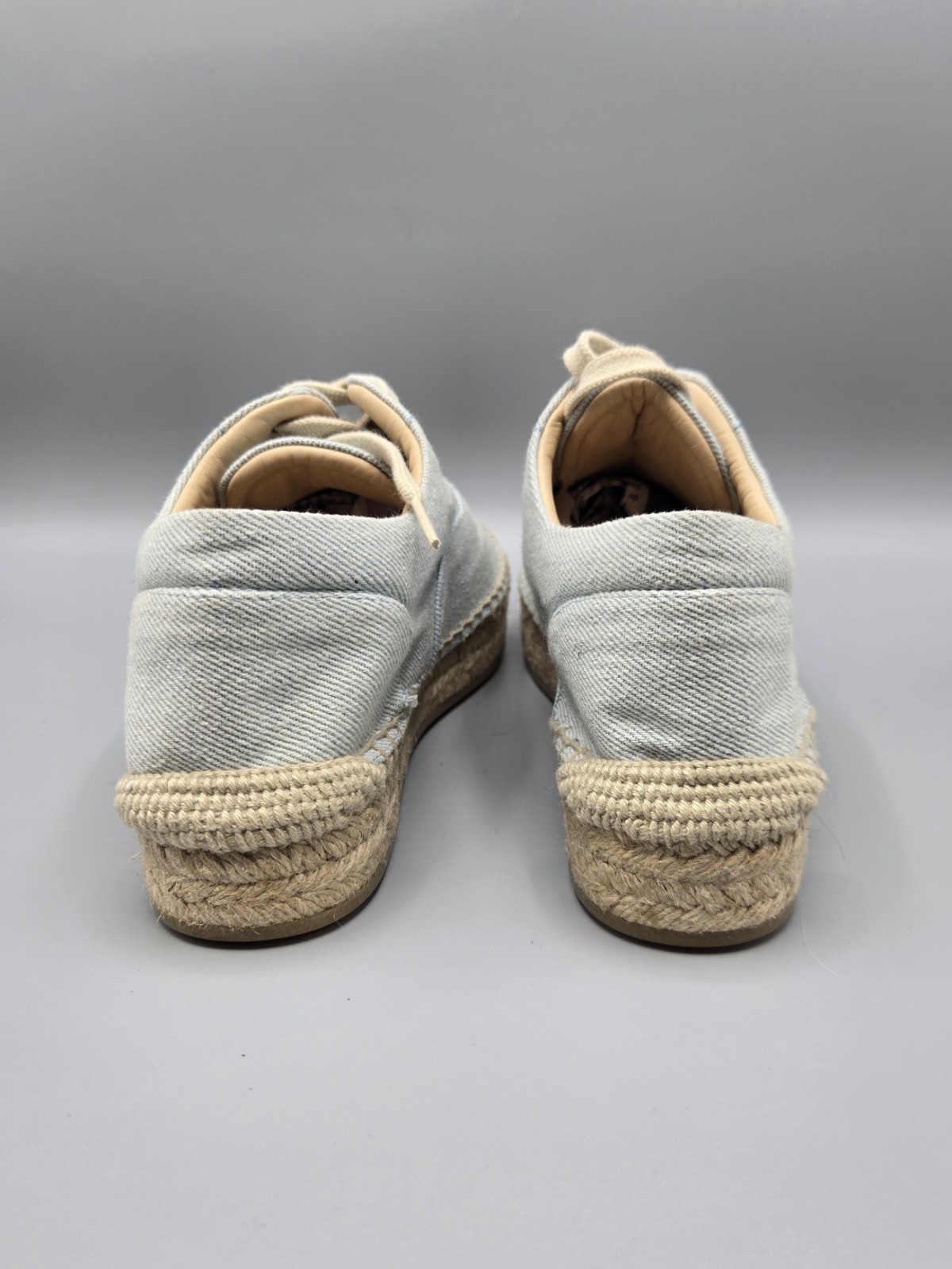 MM6 Maison Margiela Light Denim Lace-Up Platform Espadrilles Size EU 38 / US 8