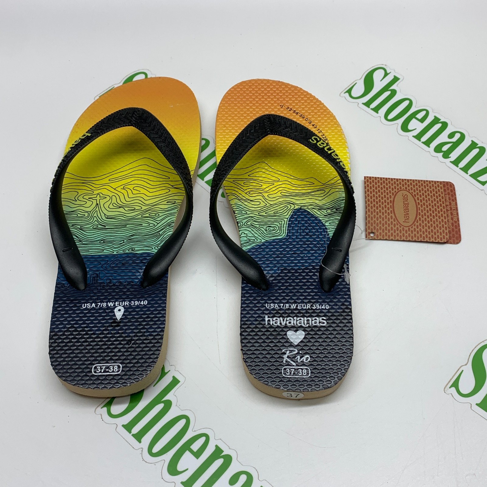 Havaianas Slim Love Rio Beach Heart Topographic Map Flip Flop Thong Womens 7 / 8