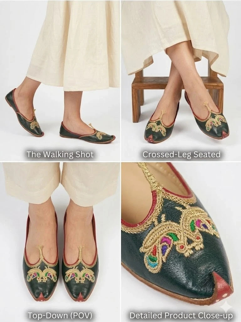 Women Wedding Shoes Leather Handmade Indian Mojaries Ballet Flat Jutties US 6-9