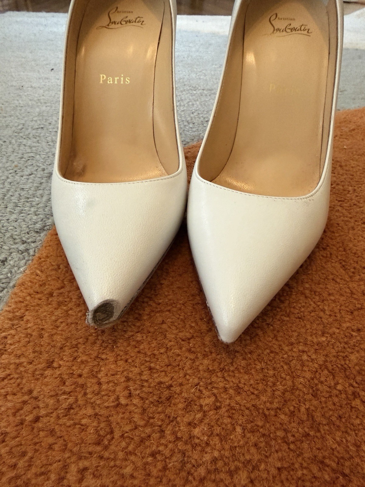 Christian Louboutin Kate 100 Women’s Leather Pump Blanco Sz 38.5