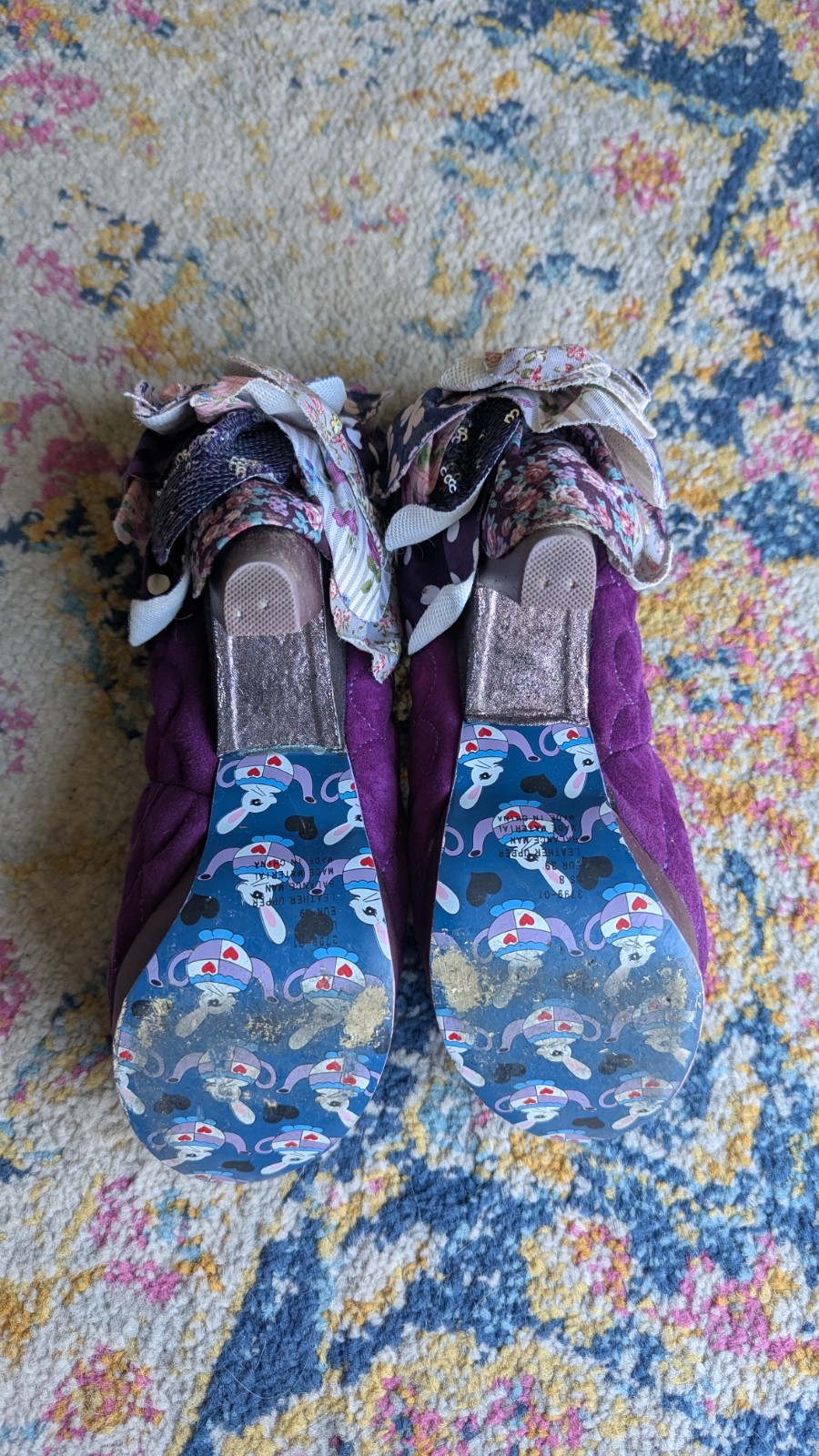IRREGULAR CHOICE (39 / Size 8) Sweety Bird Platform Heels Petal Purple Suede
