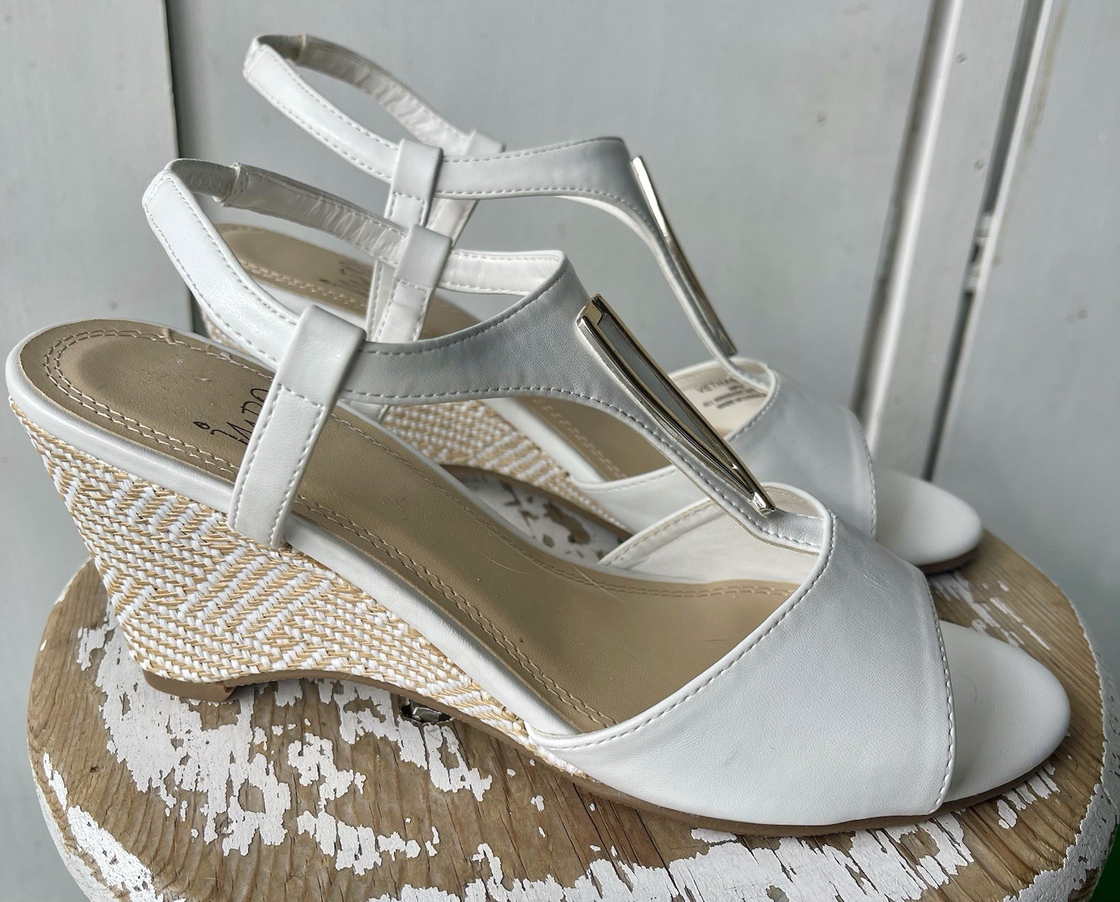 NEW! White Strap Wedge Sandal By IMPO in SIZE 8