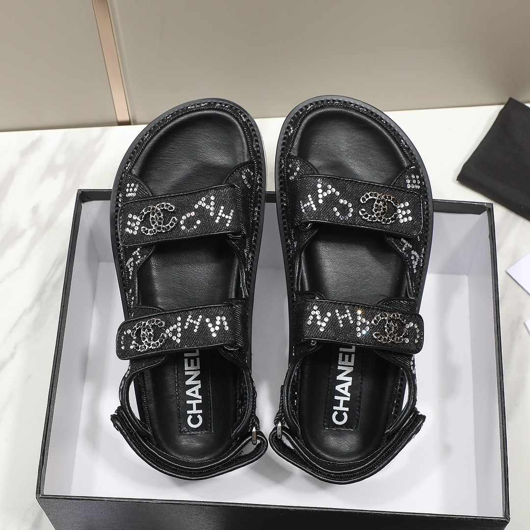 Chanel Dad Sandals Tweed Fabric – 36