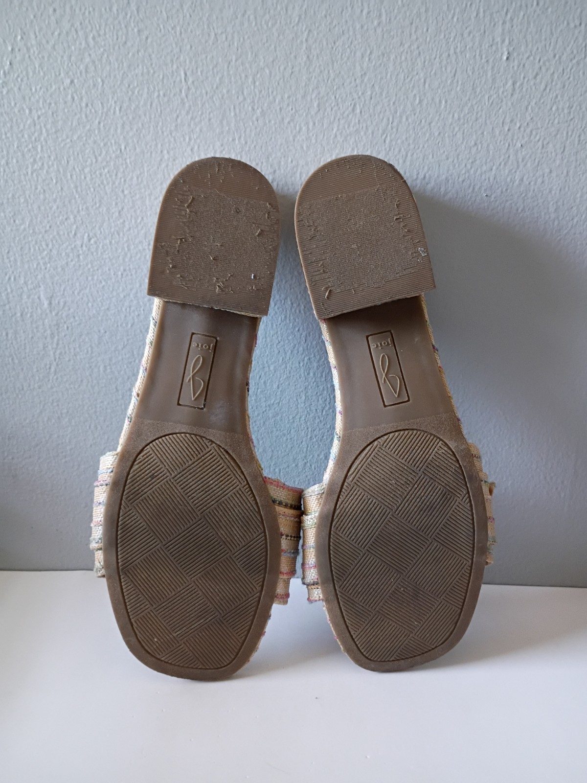 Joie Claire Sandals Slides Sz 8.5M Beige Multicolor Striped Summer Open Toe