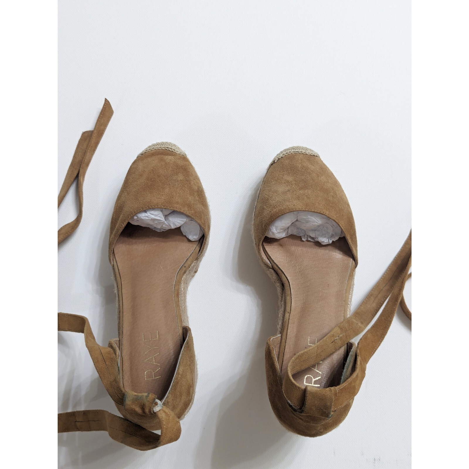 RAYE Dahlia Suede Leather Lace Up Wedge Platform Espadrilles Women’s Size 5.5