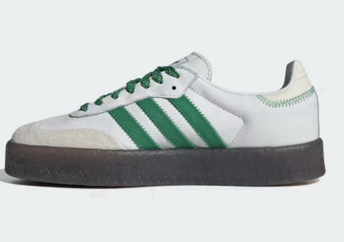 adidas SAMBAE W Sneakers Size 5.5 Womens Cloud White/Green/Off White IE9105 NEW