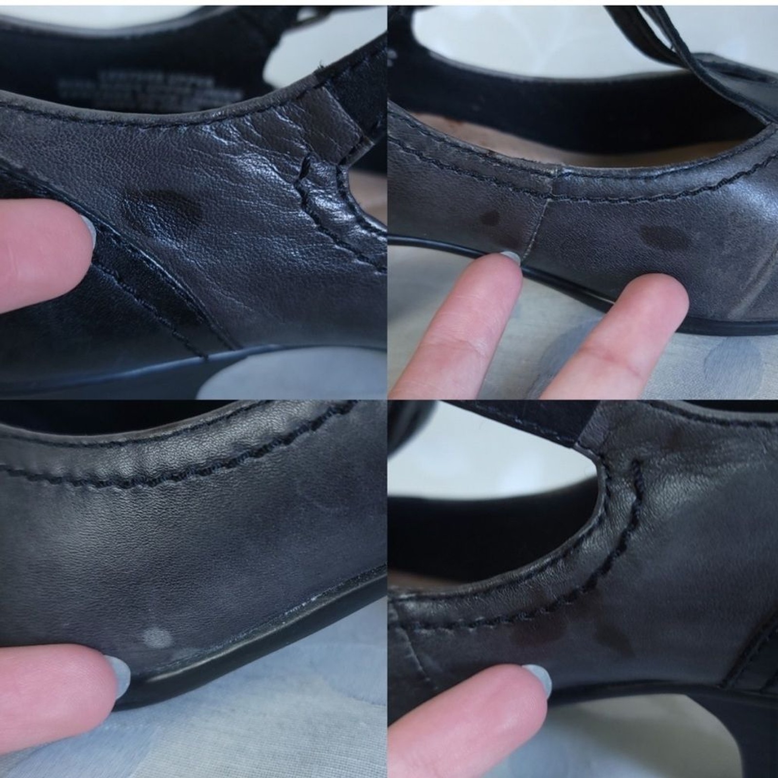 Earth Wanderlust Retro Leather T Strap Maryjane Heels Black Gray size 7.5