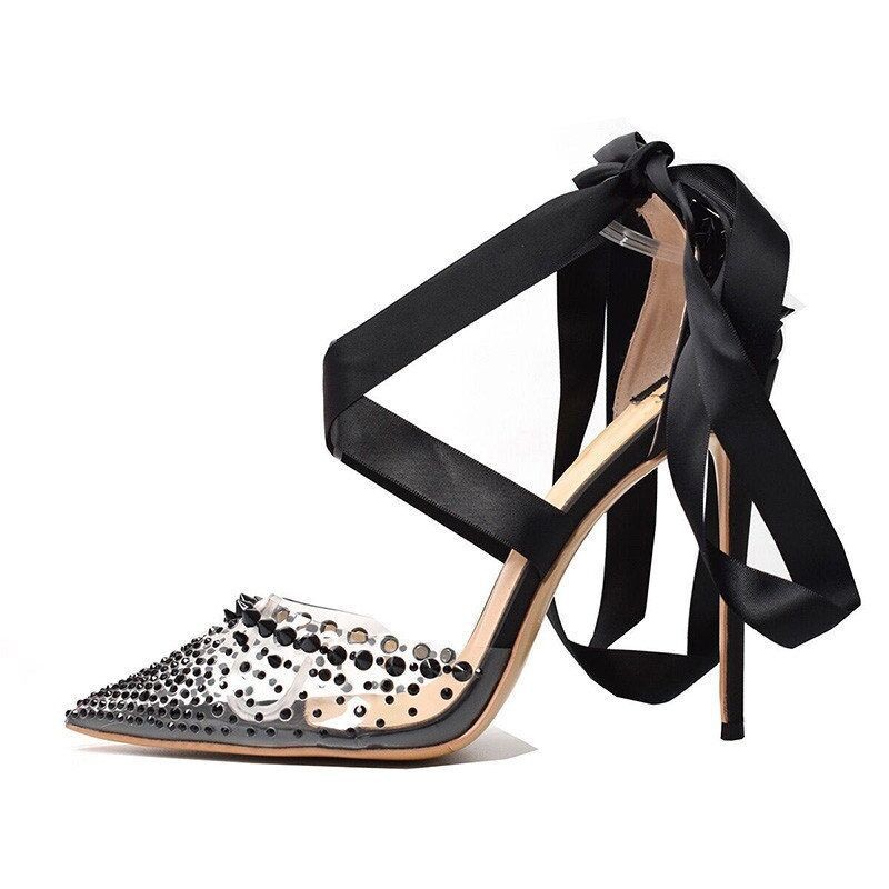 Womens Snakeskin Print PVC Stiletto Heel Shoes Spikes Studded Party Club Sandals