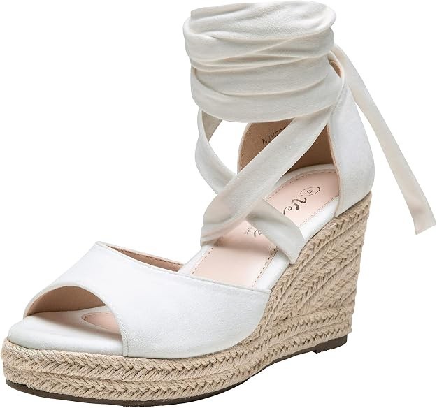 Vepose Women’s Espadrille Wedge Comfort Sandals Lace Up Open Toe Platform SIZE 8