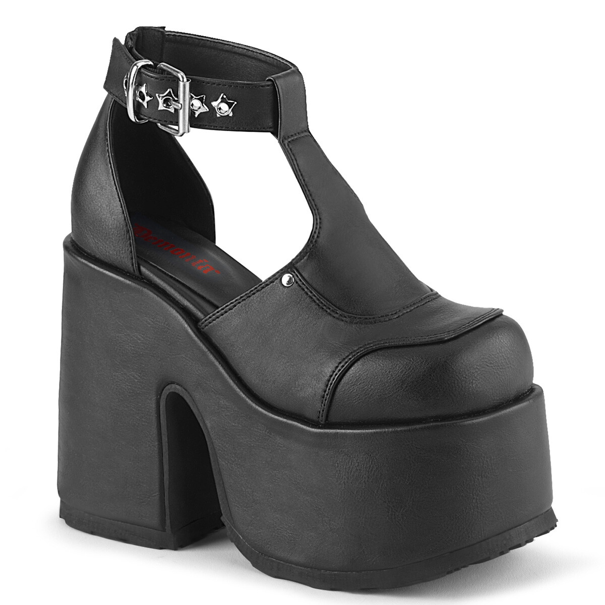 DEMONIA CAMEL-103 Women’s 5″ Chunky Heel Platform Eyelet T-Strap Sandal Shoes