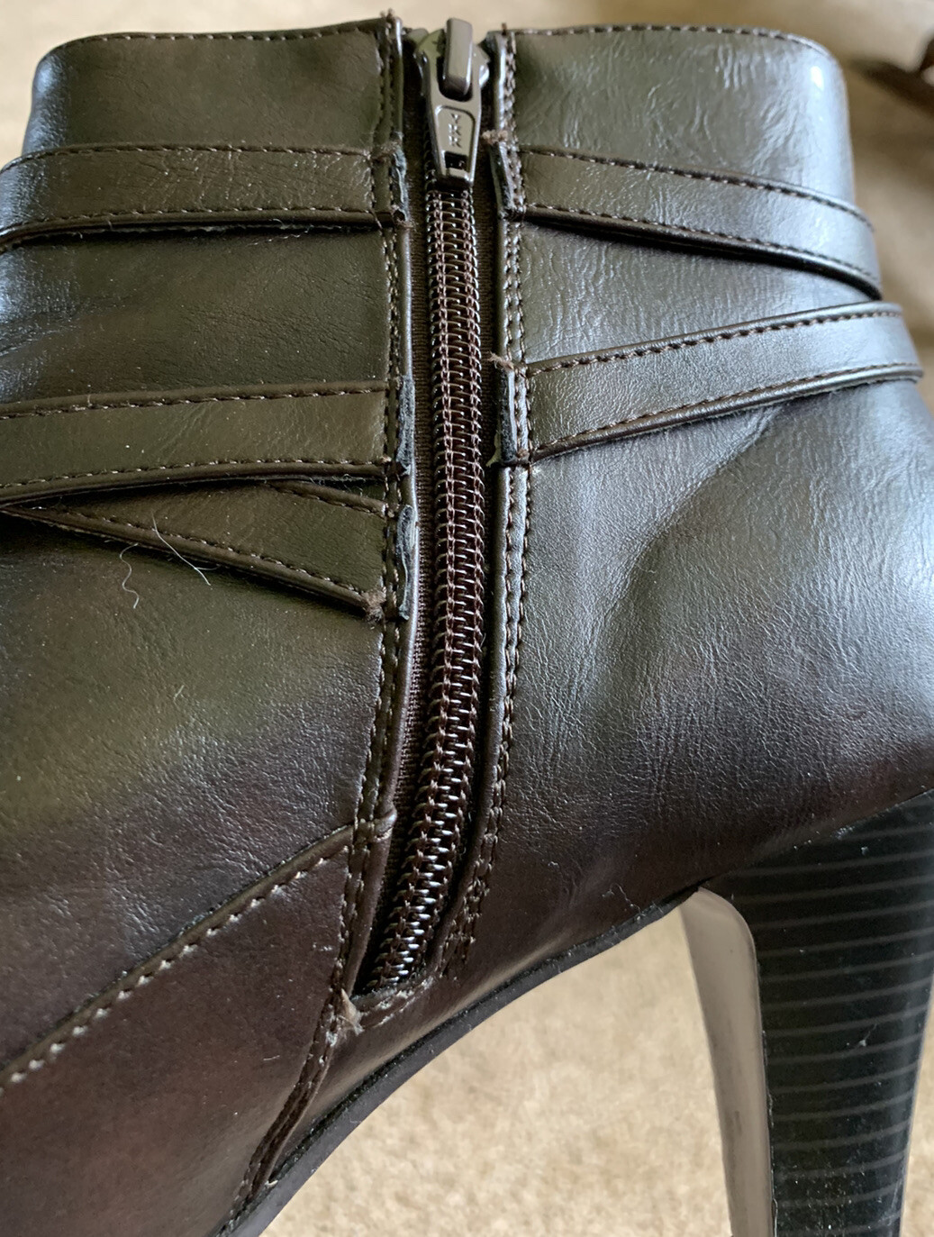 Naturalizer Yope N Brown Mokka Ankle Booties Side Zipper Straps Buckle 9M