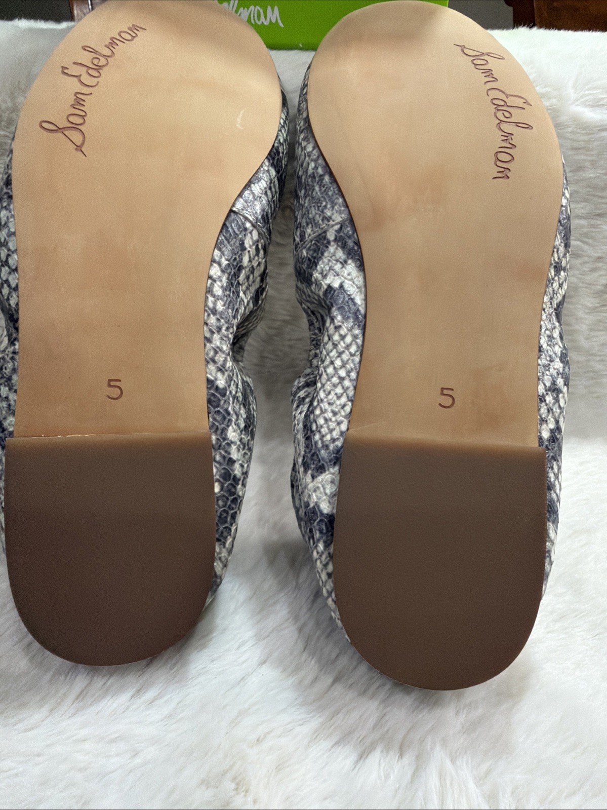 SAM EDELMAN Leather Felicia Snake Skin Print Ballet Flat Shoe Women’s Size 5 NWB