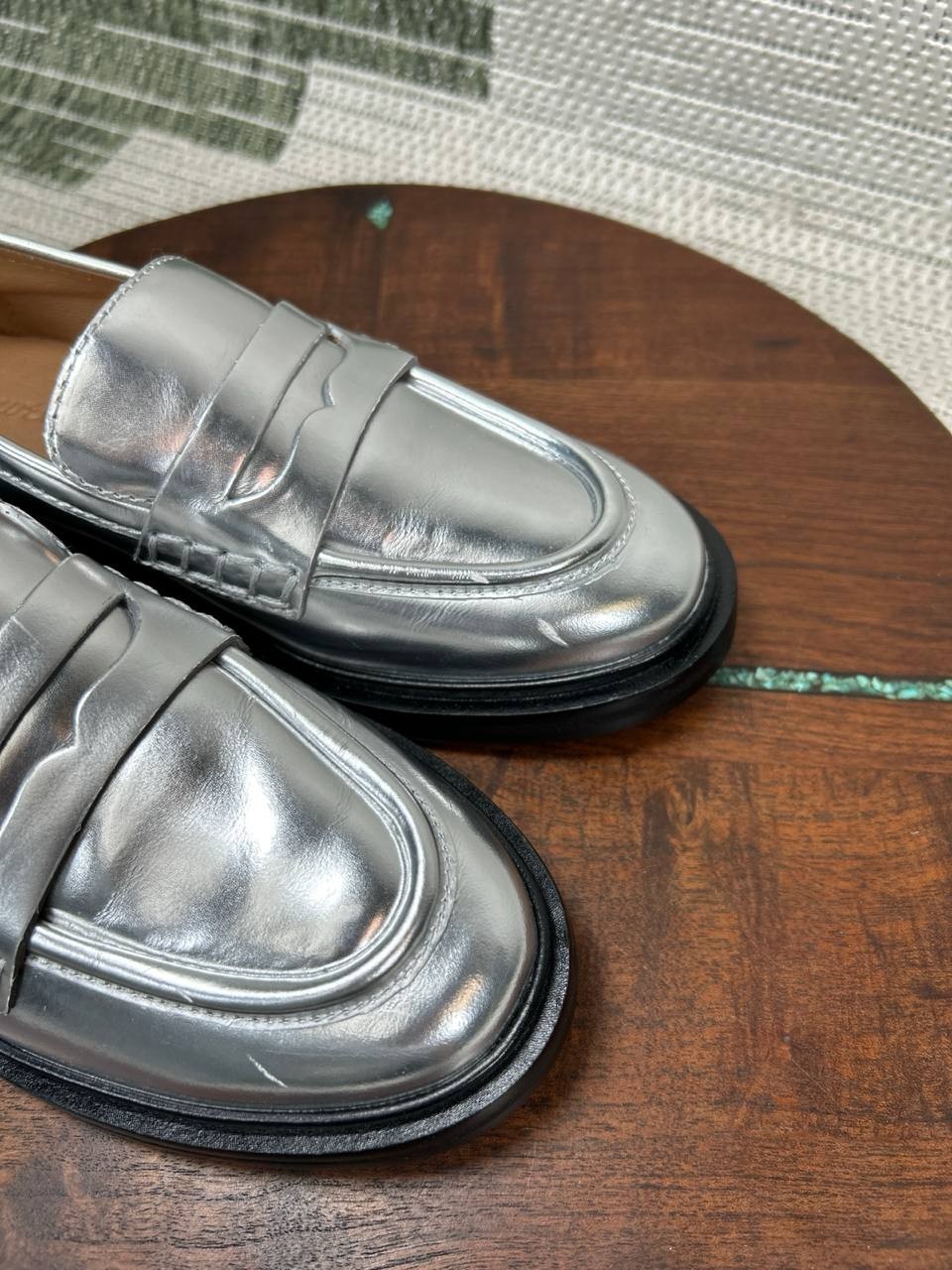 Madewell Shoes Womens Size 6 The Vernon Loafer Silver Specchio Leather Slip On