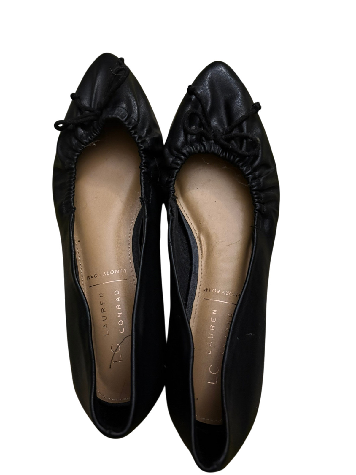 LC Lauren Conrad Women’s 9.5 Black Ballet Flats Bow Pointed Toe Memory Foam
