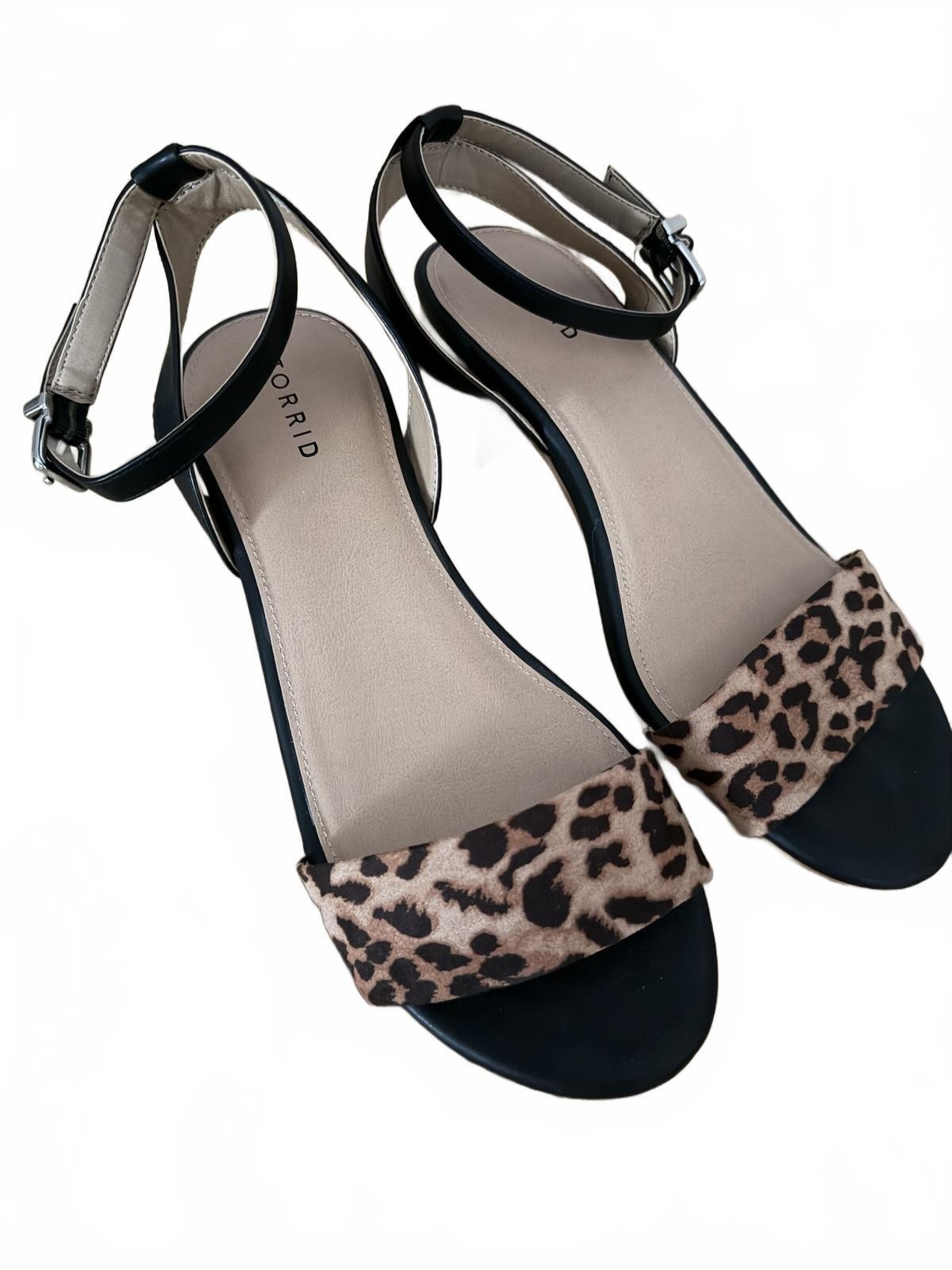 Torrid Leopard Print Strap Block Heel Sandals Size 12W
