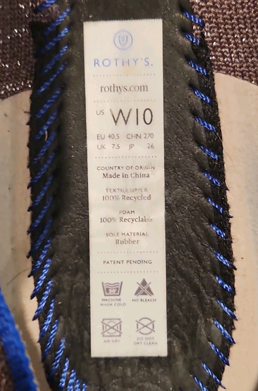Rothy’s The Point ‘Twilight Metallic’ Captoe Stitch Flats ‘Retired’ Womens Sz 10