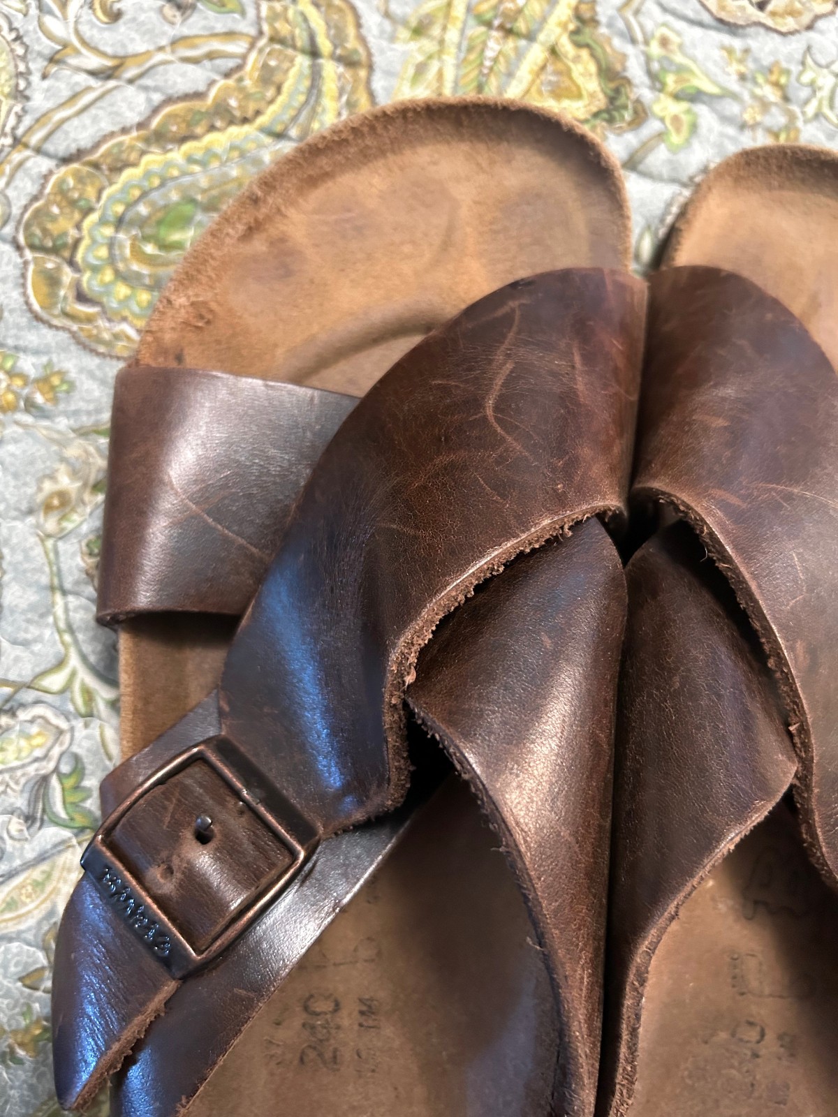 Vintage Rare Crossed Leather Birki’s/Birkenstock Sandal Sz 37/240 Reg/Wide Width
