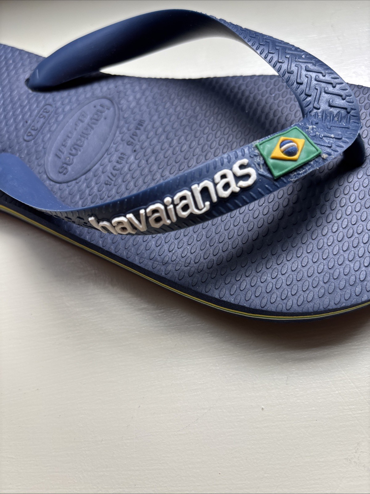 Havaianas Brazil Flip Flops Size Us 4/5 Eur 37/8 ex cond Blue Brazil flag