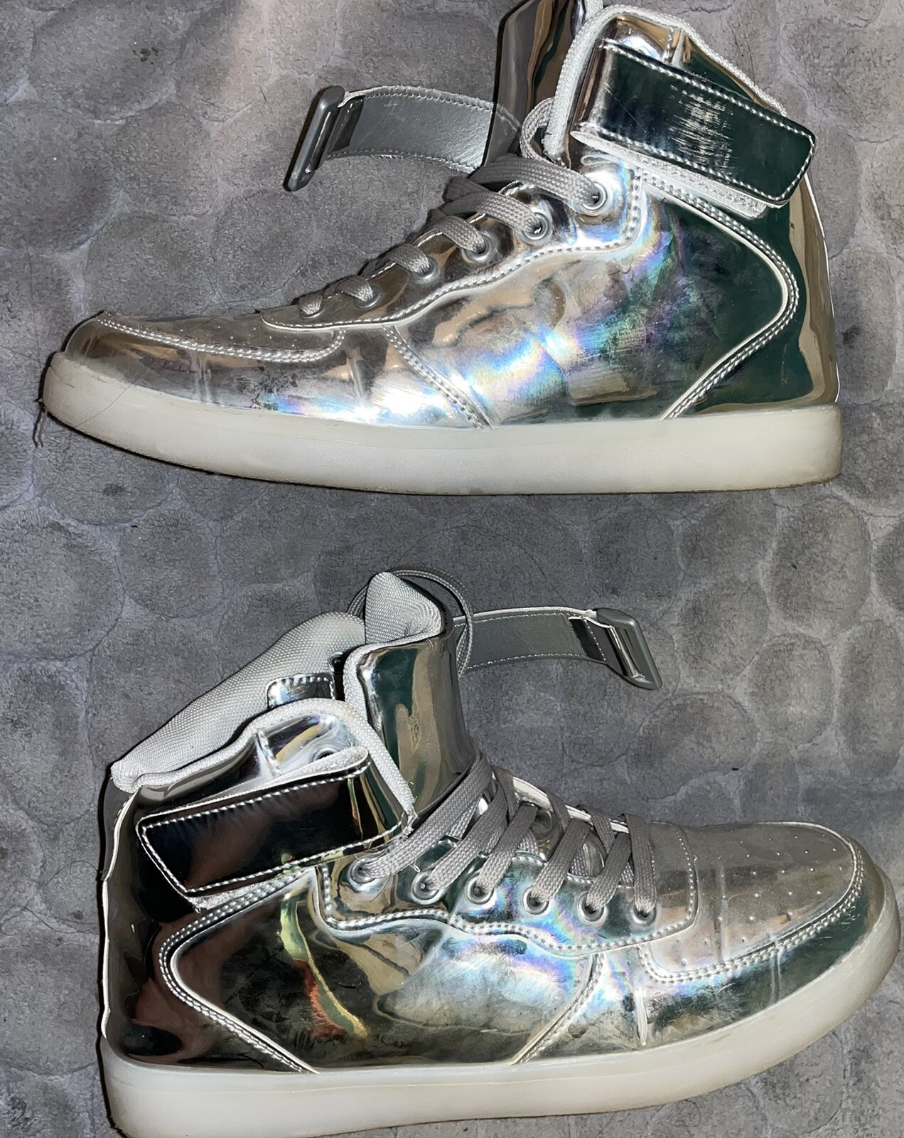 Odema Unisex Shoes High Top Sneakers for Women Men Silver Size 10.5