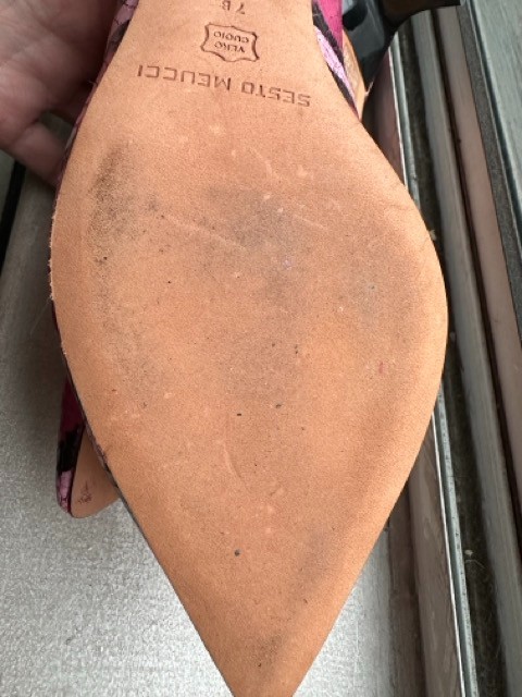 Sesto Meucci Pink Python Snake Print Kitten Heel Pump Sz 7B Italy Vero Cuoio Lea