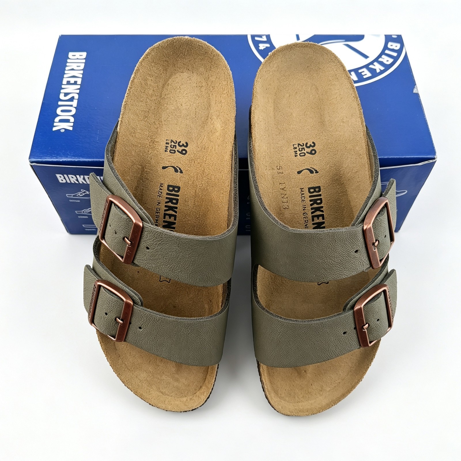 New Birkenstock Arizona Footbed Birko-Flor Unisex Stone Shoes US6-11