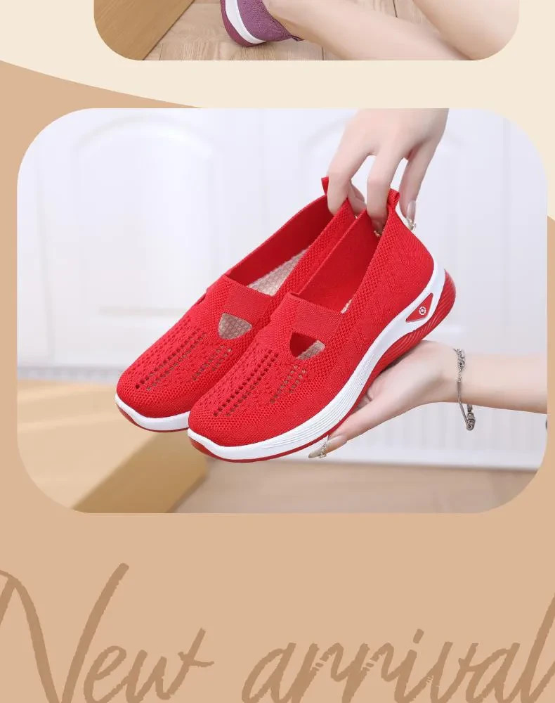 Women Mesh Flats Shoes Breathable Slip On Walking Sneakers Soft Non Slip Casual