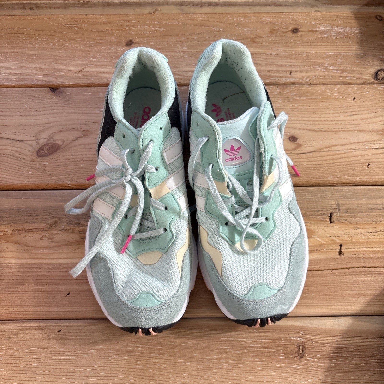 Adidas Original Women’s US 6.5 Clear Mint Green Pink Black White TrainerF35272