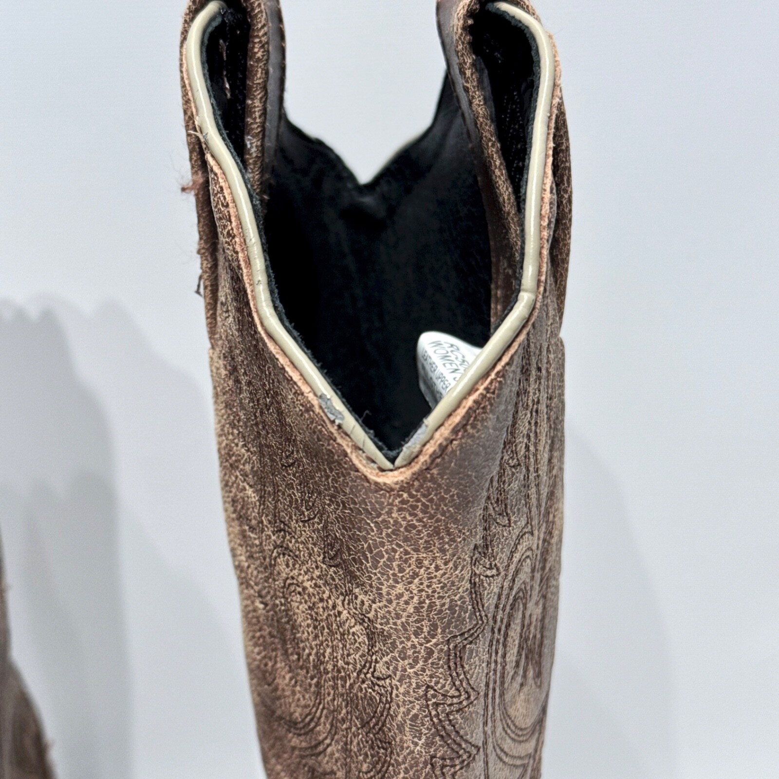NWOB Rockin’ Country Brown Leather Cowgirl Western Boots Snip Toe Women Size 7M