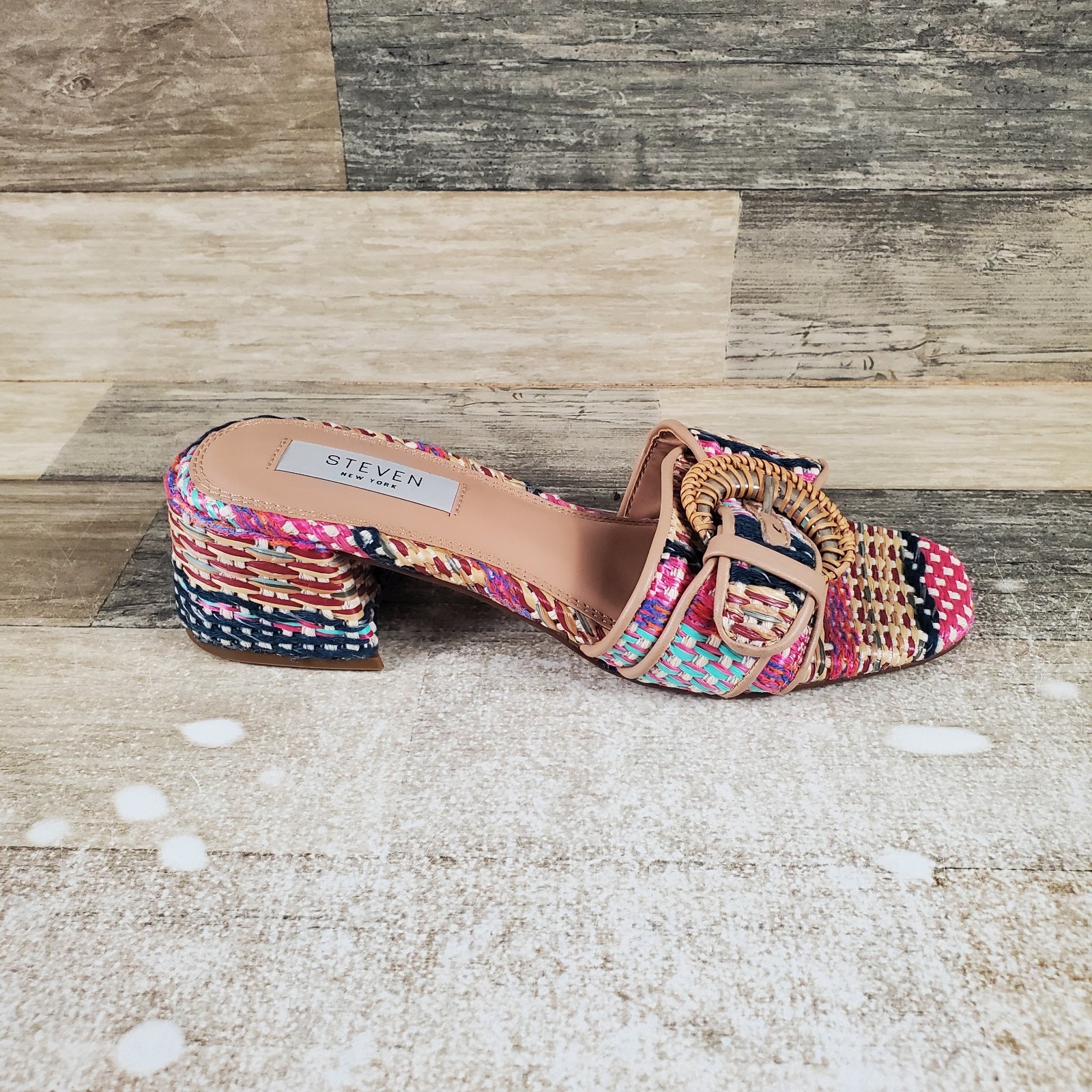 Steven New York Blythe Womens Slide Sandals Sz 6 M Multicolor Adjusatble Buckle