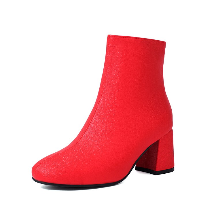 Women’s Faux Leather Zip Block Heels Ankle Short Boots Formal Party Work Shoes