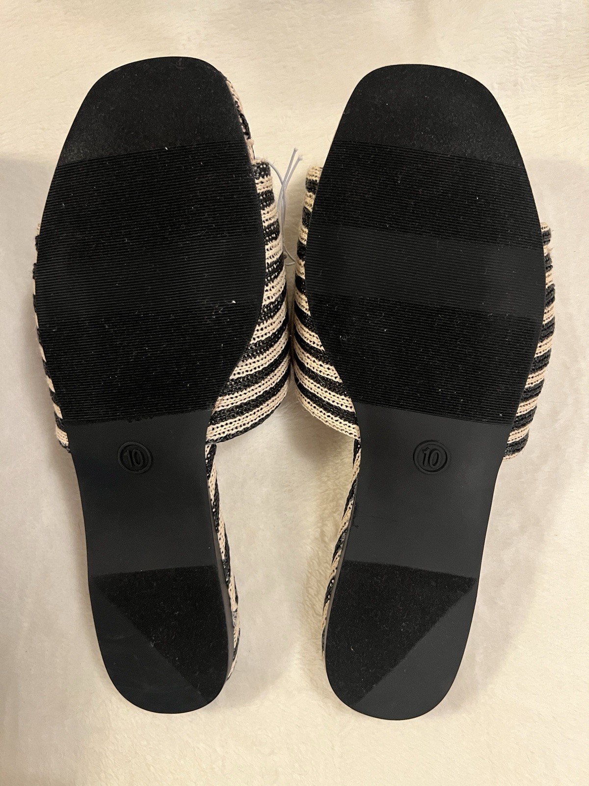 Women Mila Striped Slide Sandals – Universal Thread Black/Cream 7.5