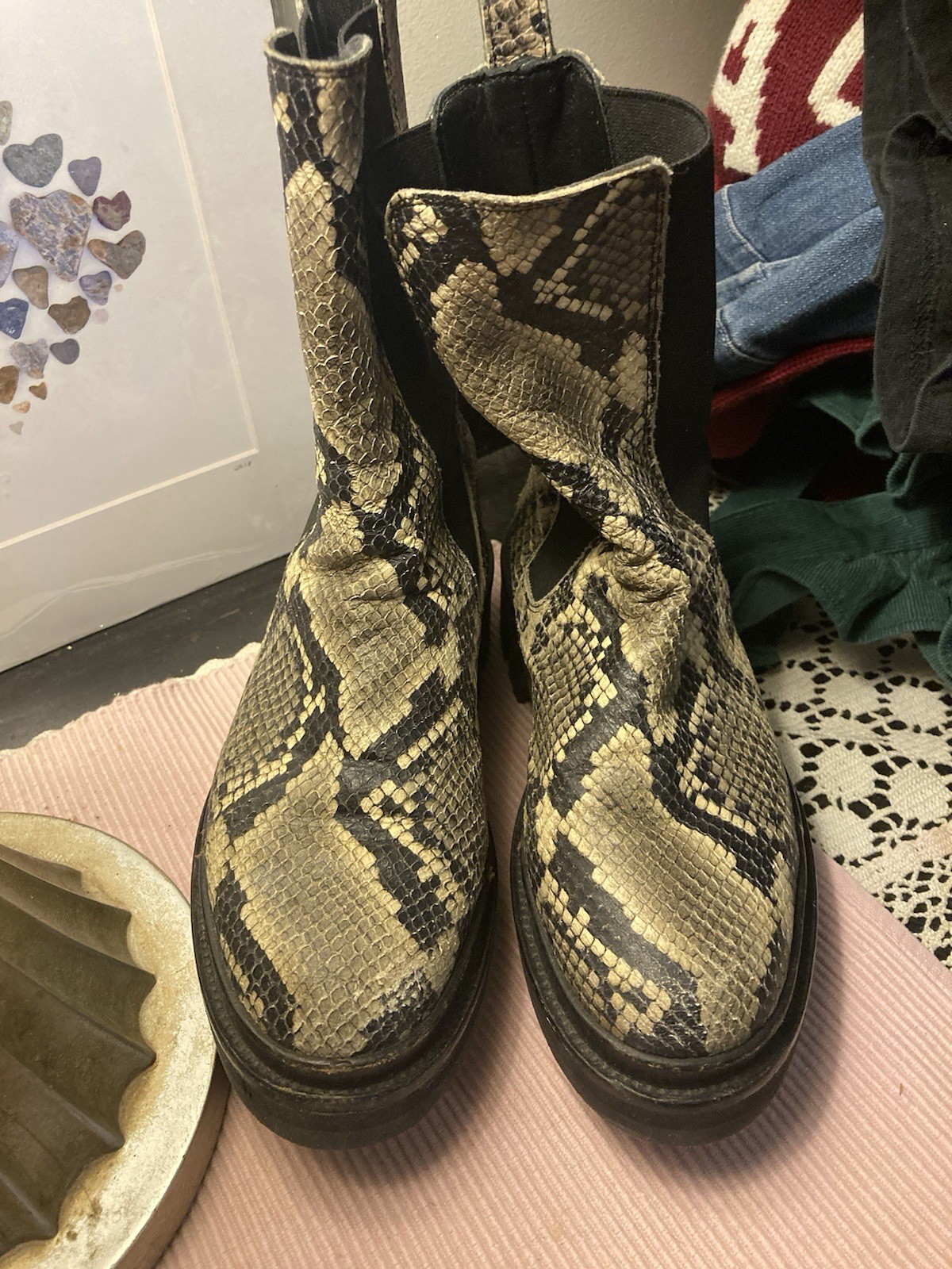 All Saints Billie Snake Embossed Print Chelsea Boot Size 36/ USA Size 6 MSRP 230